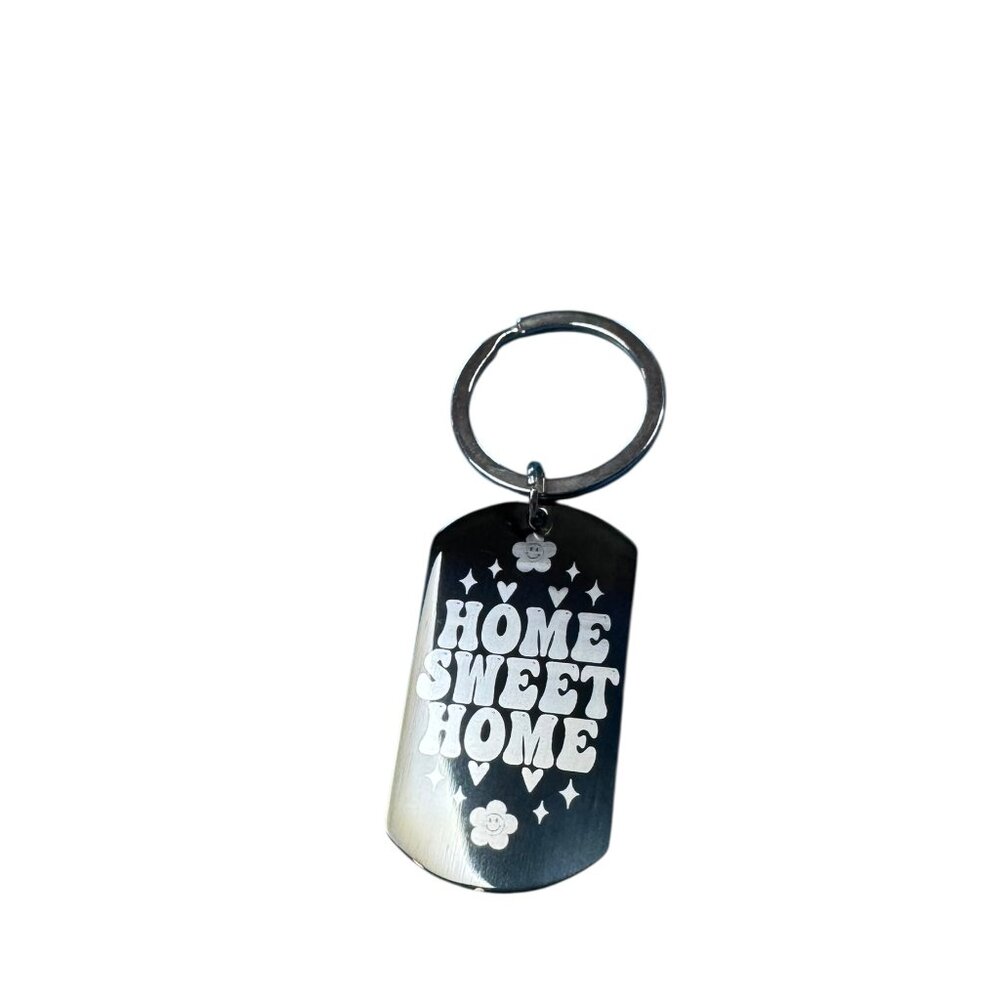 Inspirational  Keychain, Keys to Happy Places and Home Sweet Home Design Black S